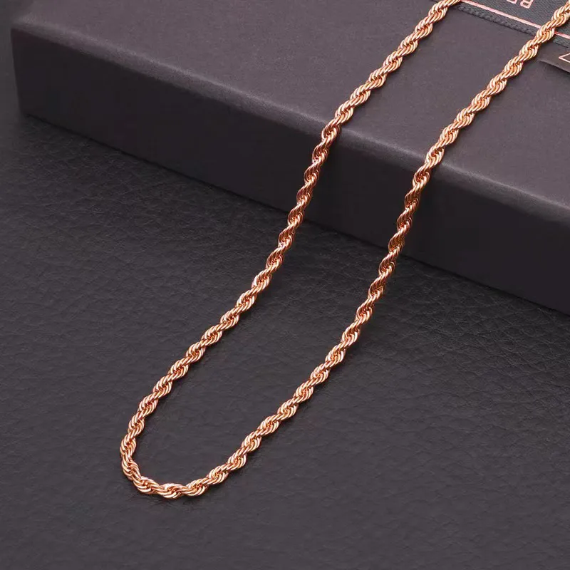 Custom Real Gold Plated Rope 2mm 3mm 5mm Stainless Steel Men Chain Necklace Women Chains Fashion Jewelry Necklaces_voghion.com