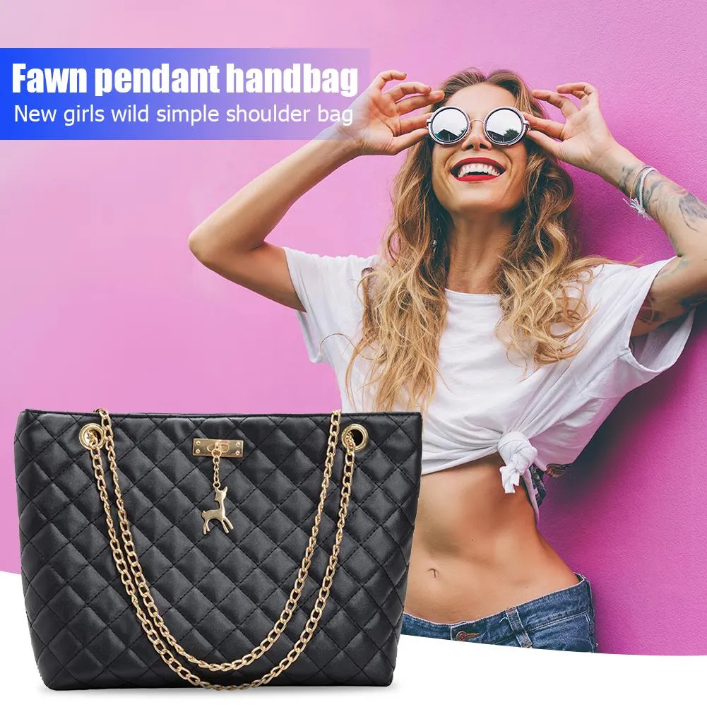 Classic Dia Lattice Handbag Fashion Women Large Capacity Top-handle Bags Pure Color Thin Chain Shoulder Crossbody Bag_voghion.com