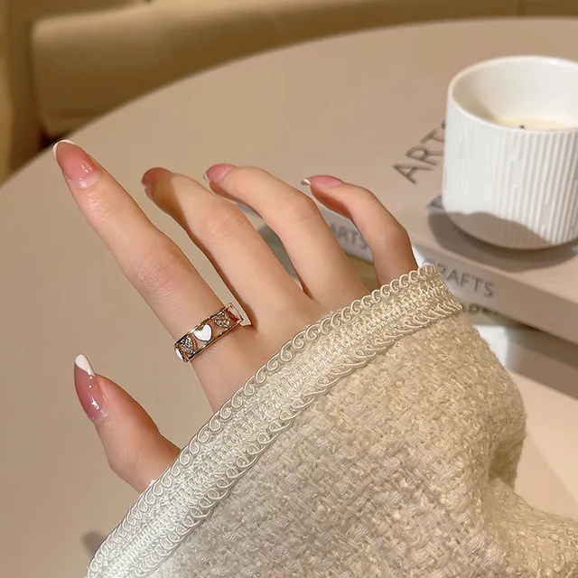 Anelli d'amore alla moda pronti in magazzino per donne, design di nicchia alla moda, anello di nozze con apertura regolabile per indice, stile boho vintage_voghion.com