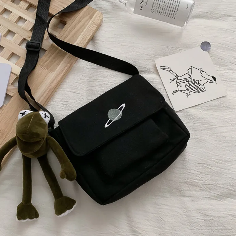 Sac messager en toile pour étudiantes, petit format carré, tendance, polyvalent, à bandoulière, pour jeunes filles_voghion.com