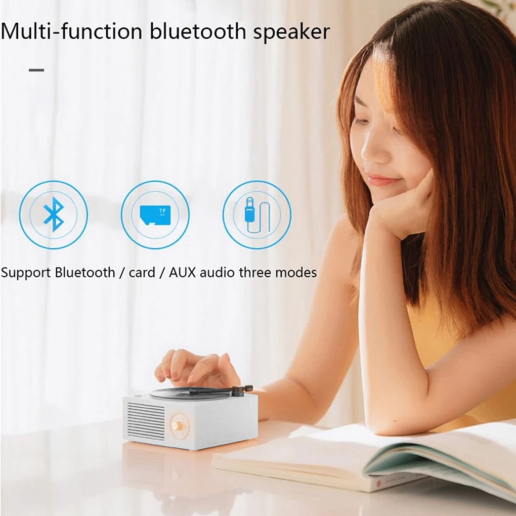 Turntable Speaker USB Bluetooth-compatible V5.0 Vinyl Record Player Stereo Vintage Portable Speaker_voghion.com