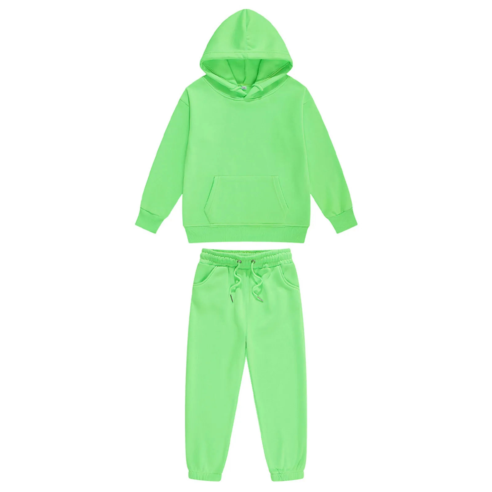 Koşu Setleri Çocuk Erkek Kız 2 Parça Spor Kıyafetleri Düz Renk Eşofman Uzun Kollu Kapşonlu Sweatshirt Eşofman Altı Antrenman Koşu_voghion.com