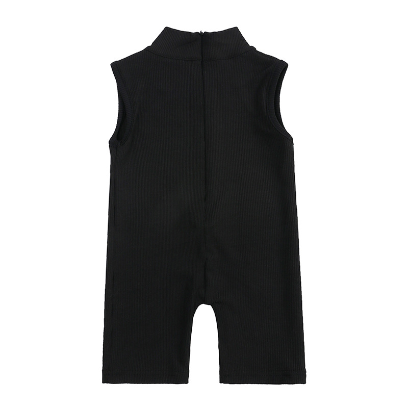 Mutter & Kinder Mädchen Sommer Ins Baumwolle gestreiften halbhohen Kragen elastischen Overall kleine und mittlere Kinder ärmellose Kleidung Großhandel Agent_voghion.com