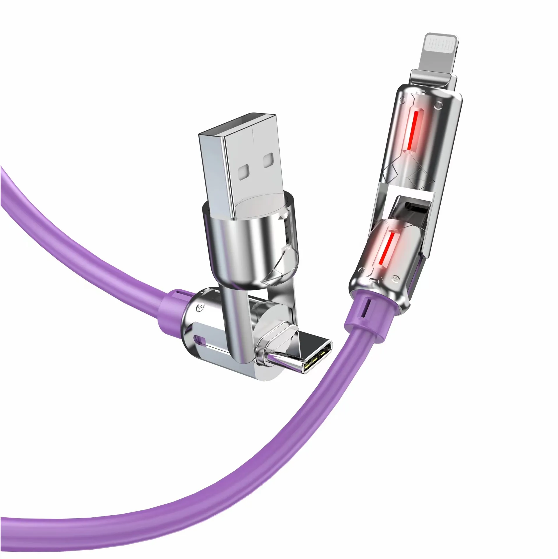 240W 4 In 1 Multi-function Mobile Phone Data PD Fast Charging Cable Charger Zinc Alloy Fast Charging Easy Portability_voghion.com