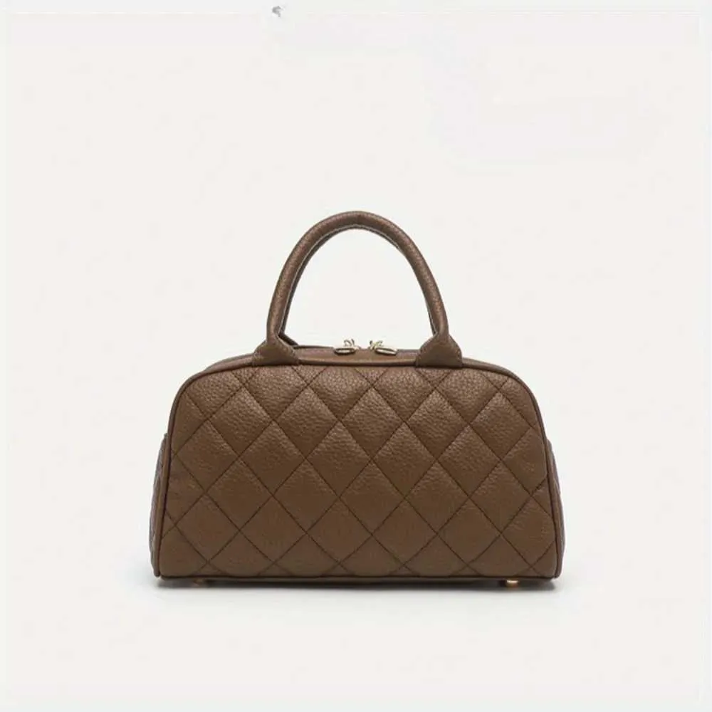 1 stück herbst und winter Maillard schokolade schwarz vintage stil bowg rhombus muster handtasche kosmetische ba241104_voghion.com