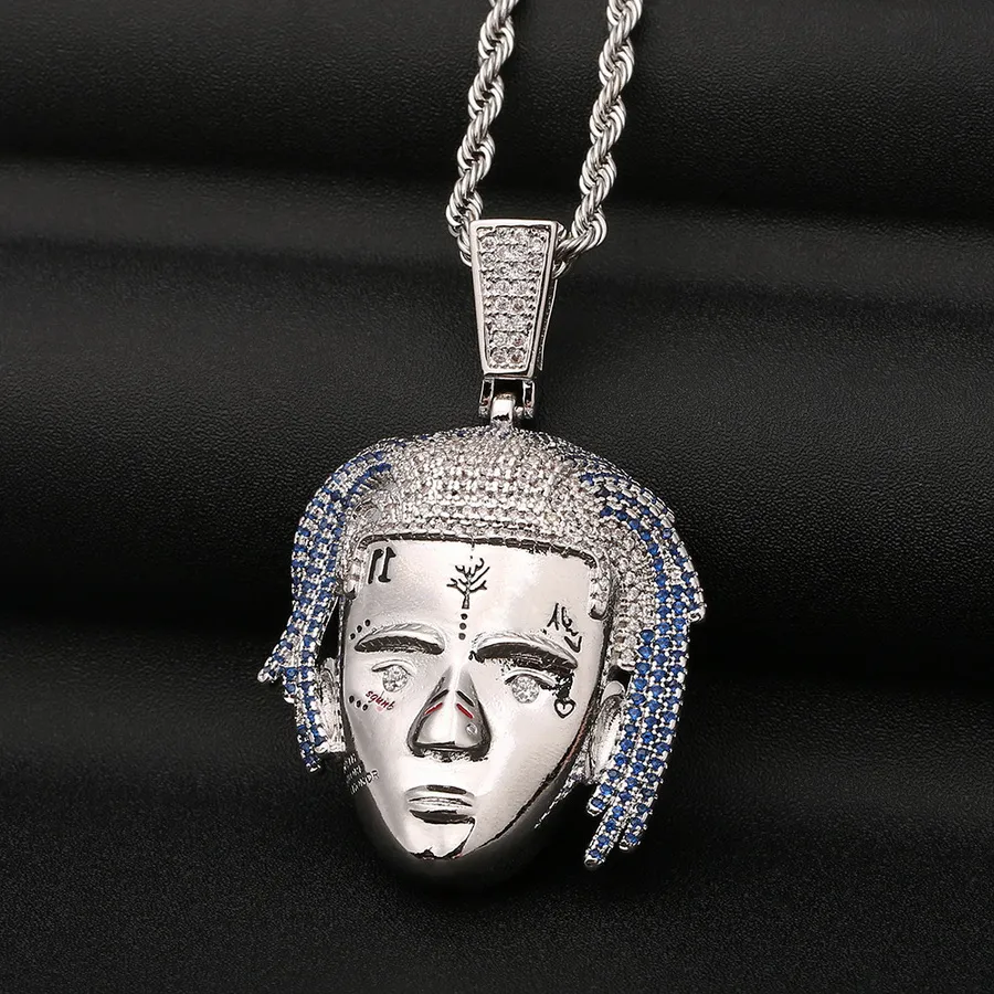 Smiley Face Pendant Necklace With Diamond Micro Inlay For Unisex_voghion.com