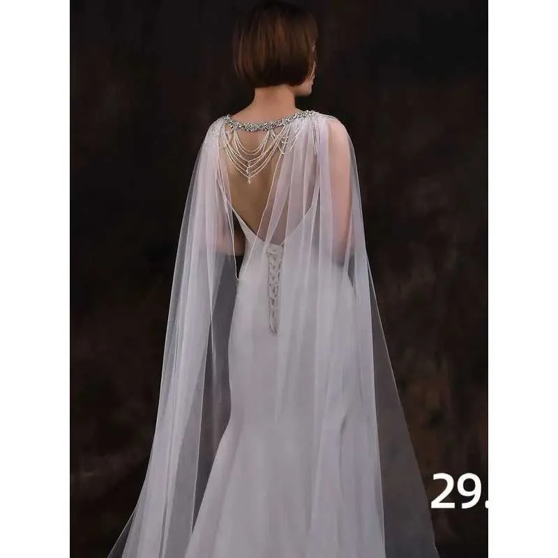 Hårsmycken Dam VG83 Lång Katedralbrudmantel Slöja Bröllopsaccessoarer för Brud Bolero Sjal Mjuk Kväll_voghion.com