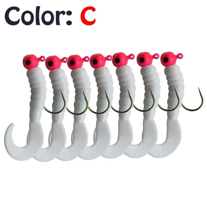 7 pezzi/lotto vermi jig silicone esca morbida 4,8 cm 2,7 g jigging wobblers esca da pesca piombo amo attrezzatura per spigola coda artificiale_voghion.com