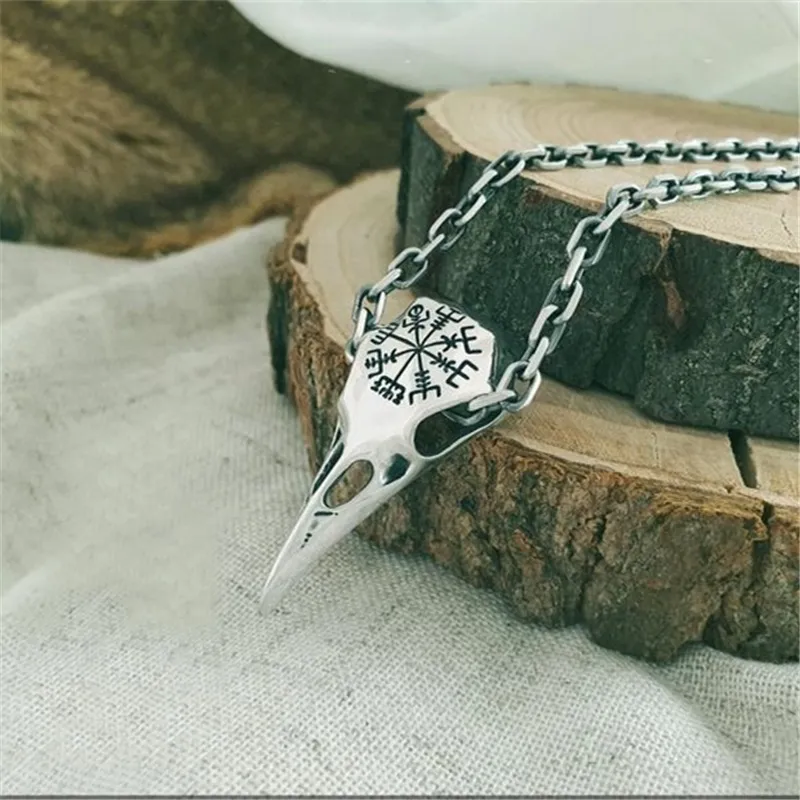 Hanger kettingen Piraten Rune Raaf ketting Kwaliteit zinklegering Schedel Amulet Heren Motorfiets Sieraden_voghion.com