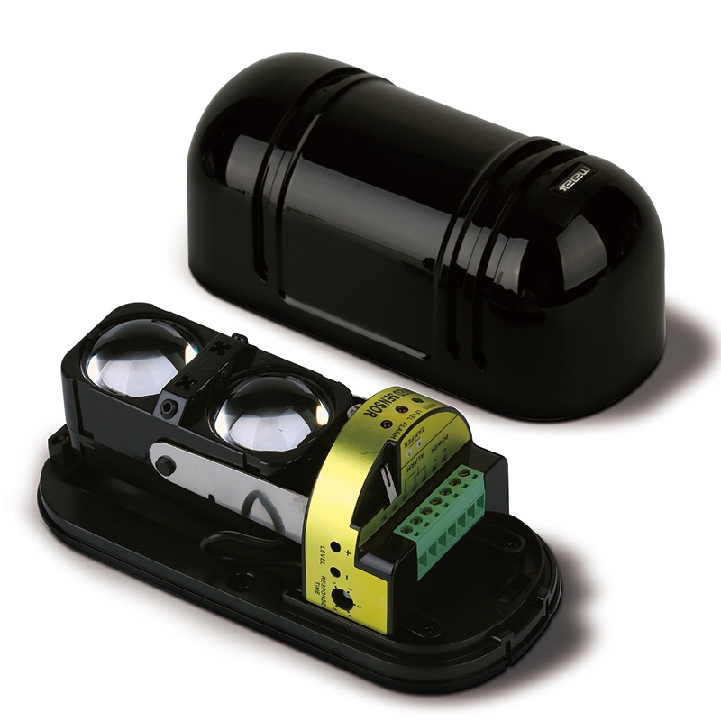 Rilevatore di intrusione a infrarossi attivi con sensore a doppio raggio impermeabile IR 100 m per recinzione perimetrale esterna per allarme GSM_voghion.com