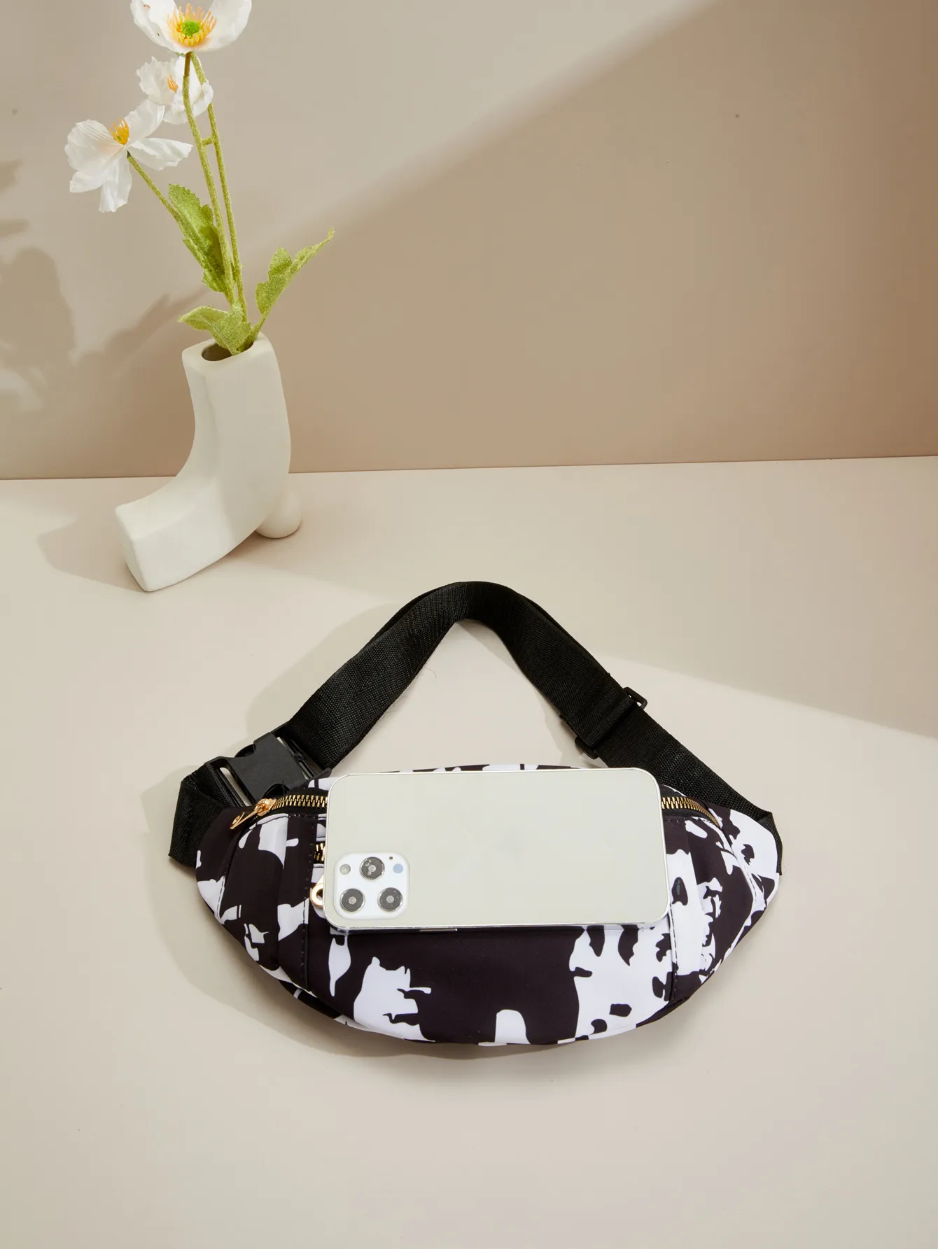 Marsupio con motivo a mucca, piccolo marsupio a tracolla per donna, alla moda, con cintura toracica, per sport, allenamento e viaggi_voghion.com