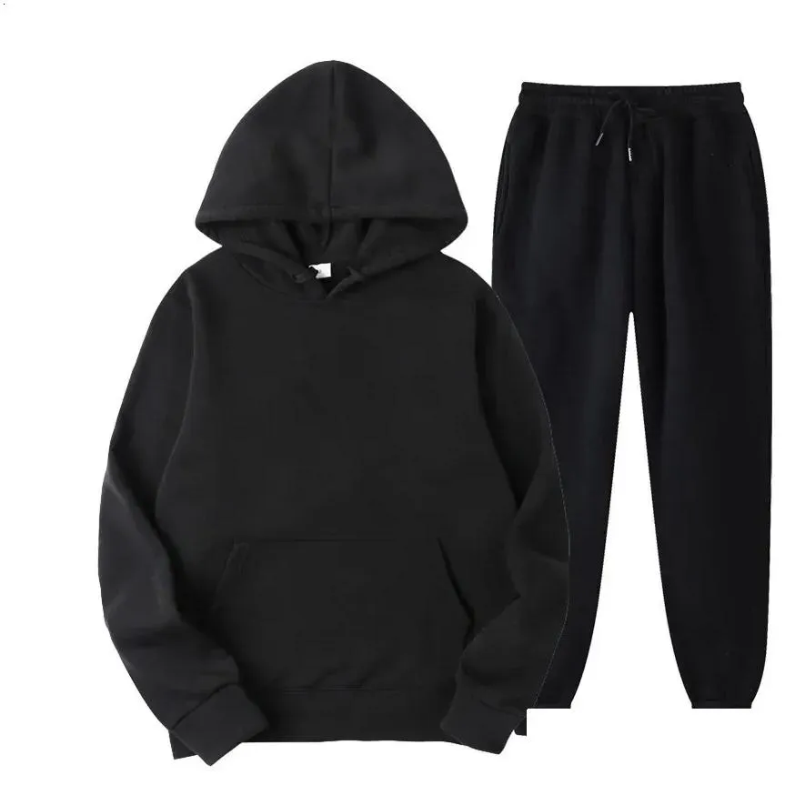 Survêtements homme femme survêtement décontracté jogging ensemble sweat à capuche pantalon de survêtement 2 pièces mode chaud couleurs unies_voghion.com