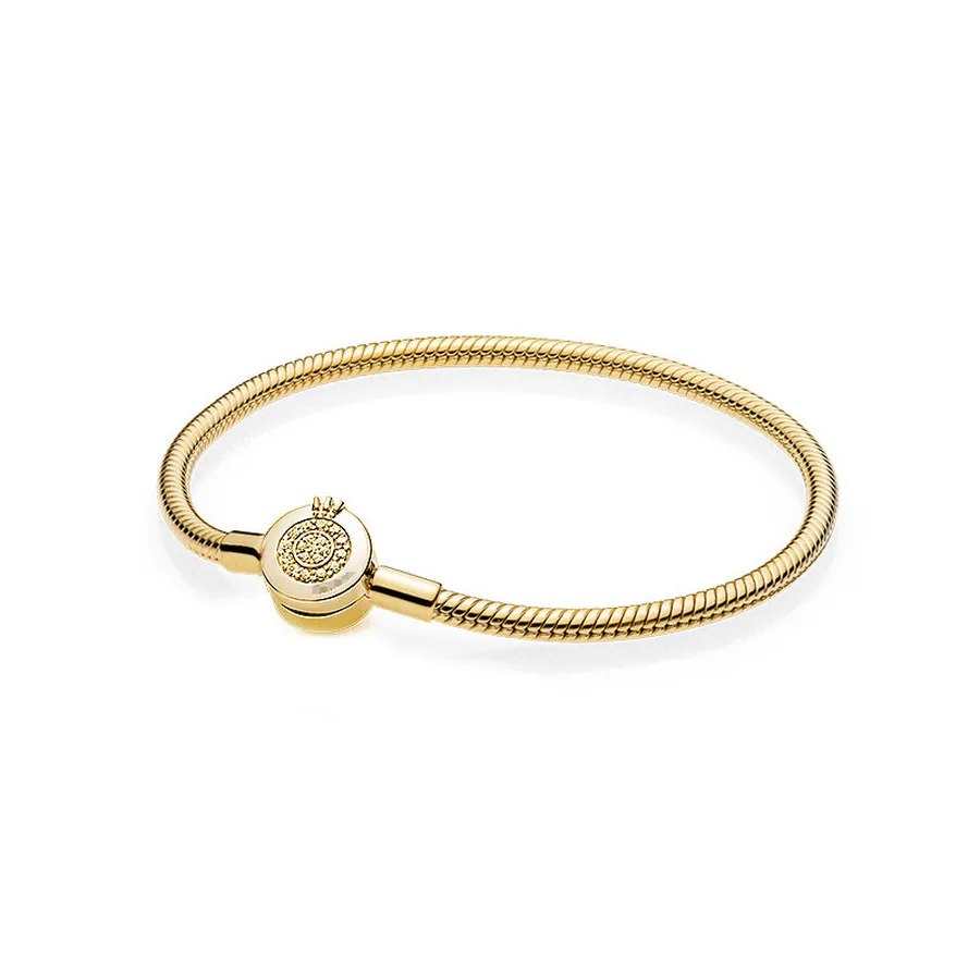 Fine jewelry Authentic Sterg Sier Bead Fit Charm Bracelets Buckle Classic Bracelet Simple Safety Chain Pendant DIY beads_voghion.com