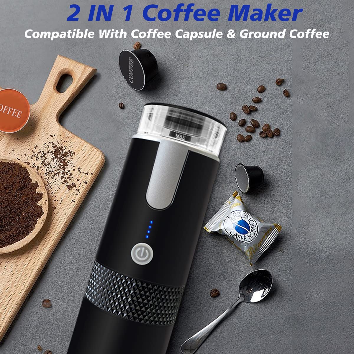 Tragbare kabellose elektrische Kaffeemaschine, eingebauter Akku, wiederaufladbar, für den Außenbereich, Reisen, Auto, Zuhause, vollautomatische Kaffeemaschine_voghion.com