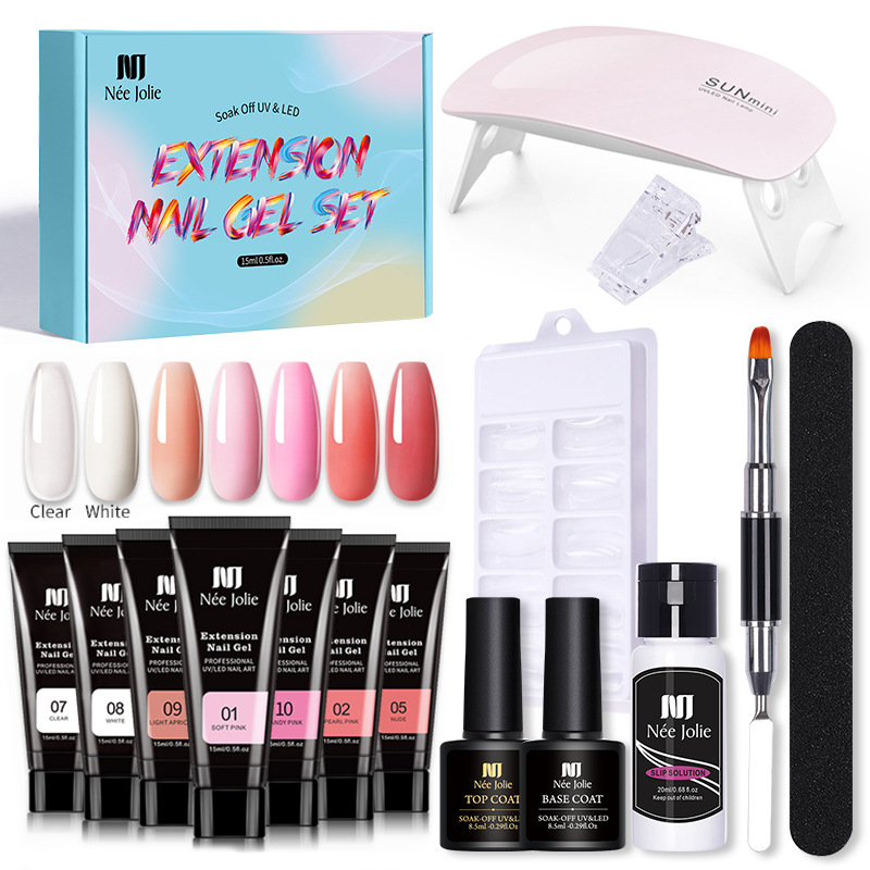 Nee Jolie 15ml Nail Extension Gel Set - Paperless Quick Crystal Extender | Color Box Packaging_voghion.com