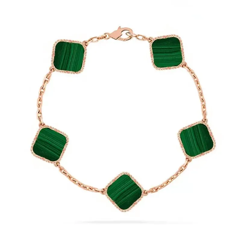 Pulseiras de grife Van Pulseira de trevo de quatro folhas Ouro Amor Pulseira Pingente Cristal Sparkg Dia para mulheres e meninas_voghion.com