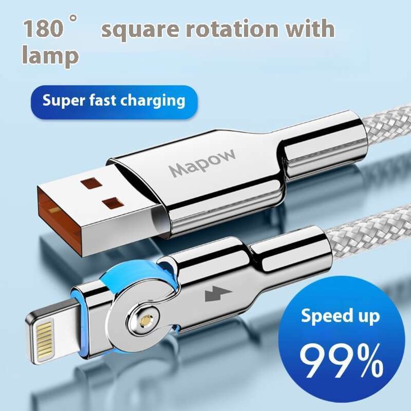 【Sklepowa wyprzedaż】Nadaje się do iOS 7/8/X/XR/11/12/13/14 ProMax Obrotowy szybki kabel danych, kabel do ładowania telefonu komórkowego XS_voghion.com