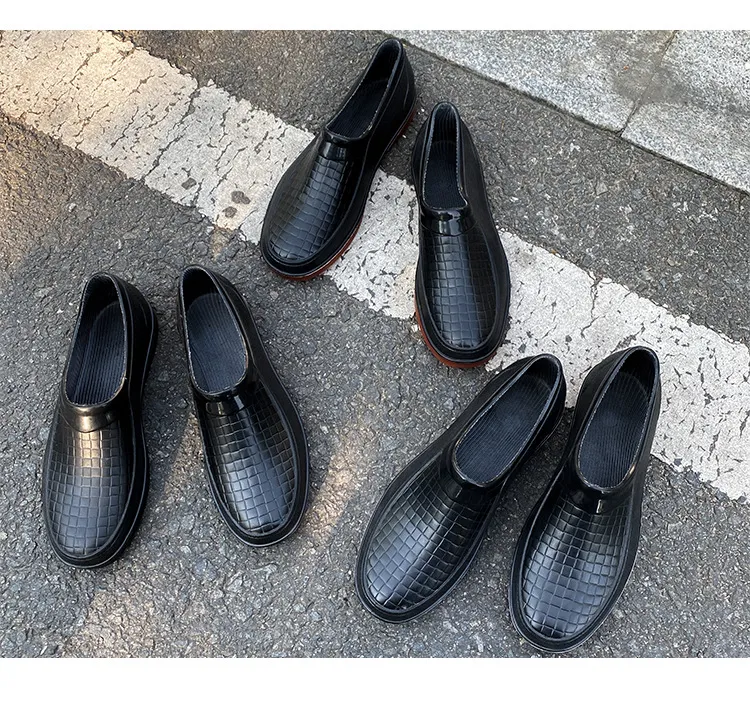 Sügismustad madalad meeste täiskasvanute tööjõu vihmasaapad töökojaplatsile meeste veekindlad autopesula koka aiakingad_voghion.com