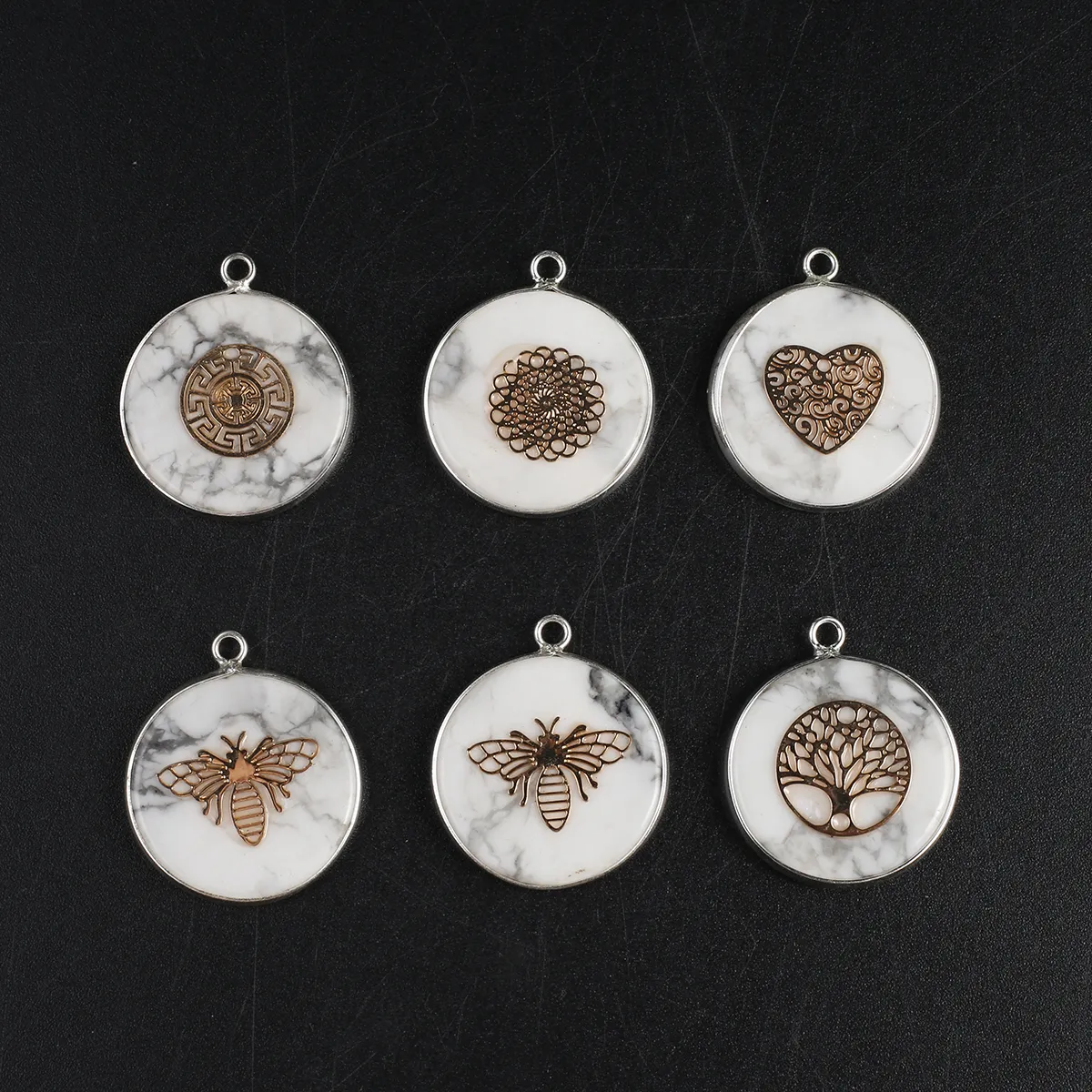 Collane con ciondolo Moda Naturale Bianco Turchese Forma Rotonda Agate Pietra Ciondolo per Donne Fai da Te Gioielli Collana_voghion.com