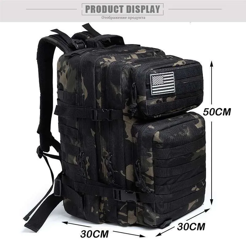 Qt&Qy Tactical Backpac 45L Large Capacity Man 3 Days Molle Hking Bags For Outdoor Trekking Camping Backpack_voghion.com