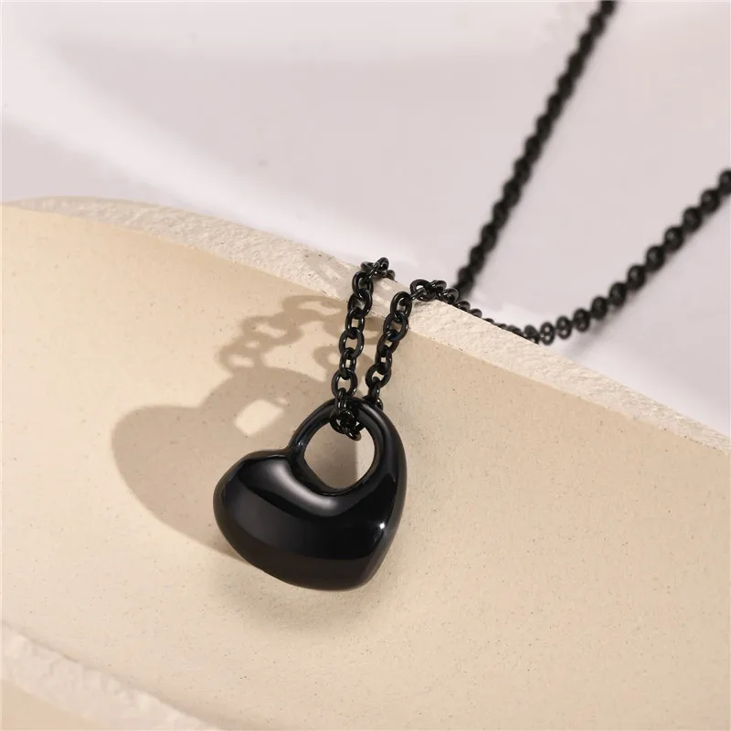 Collier avec pendentif en forme de cœur en forme d'urne en acier inoxydable 316L pour femme, chaîne KOTiK Fashion, couleur noir, or et argent_voghion.com