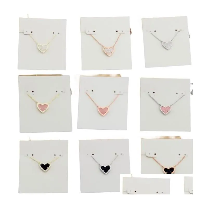 Anhänger Halsketten Halskette Herz Druse Echt vergoldet Baumeln Glitzer Schmuck Brief Geschenk mit Staubbeutel Tropfen_voghion.com