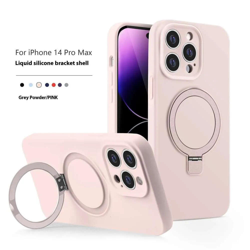 Vloeibare siliconen voor iPhone 15 magnetische standaard mobiele telefoon beschermhoes AP 16 anti-val_voghion.com