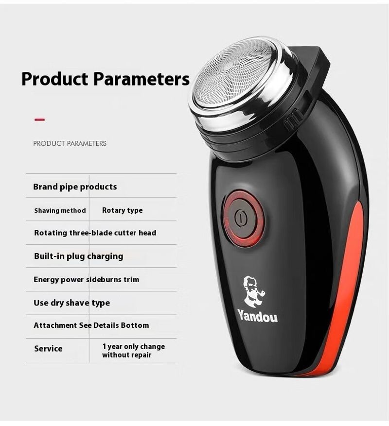Pipe electric rotating blade, large beard shaver, rechargeable shaver_voghion.com