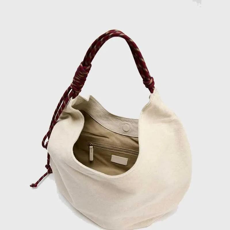 Priložnostna platnena torba za ženske, velika prostornina, dizajnerske torbice z vrvnim ročajem, nakupovalne torbice, torbe v obliki polmeseca v oblaku_voghion.com