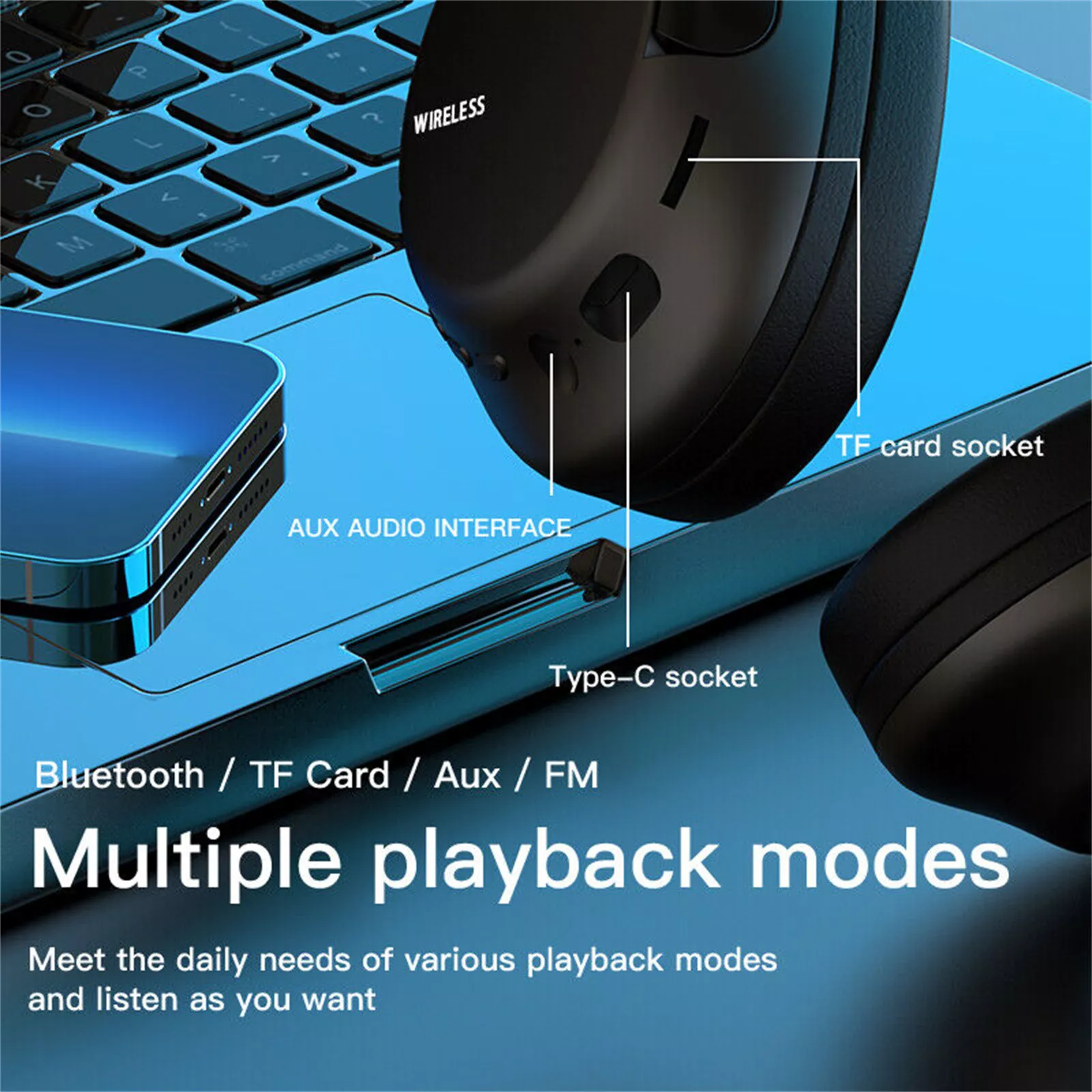 Bluetooth Over Ear Wireless Headphones Noise Cancelling With Microphone_voghion.com