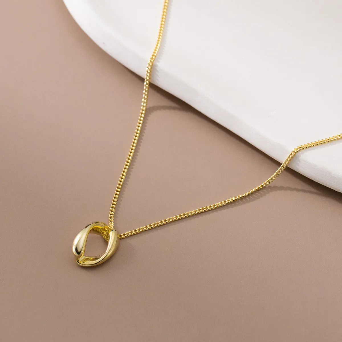 Geometric Chain Necklace Sterling Silver Geometric Hollow Design_voghion.com