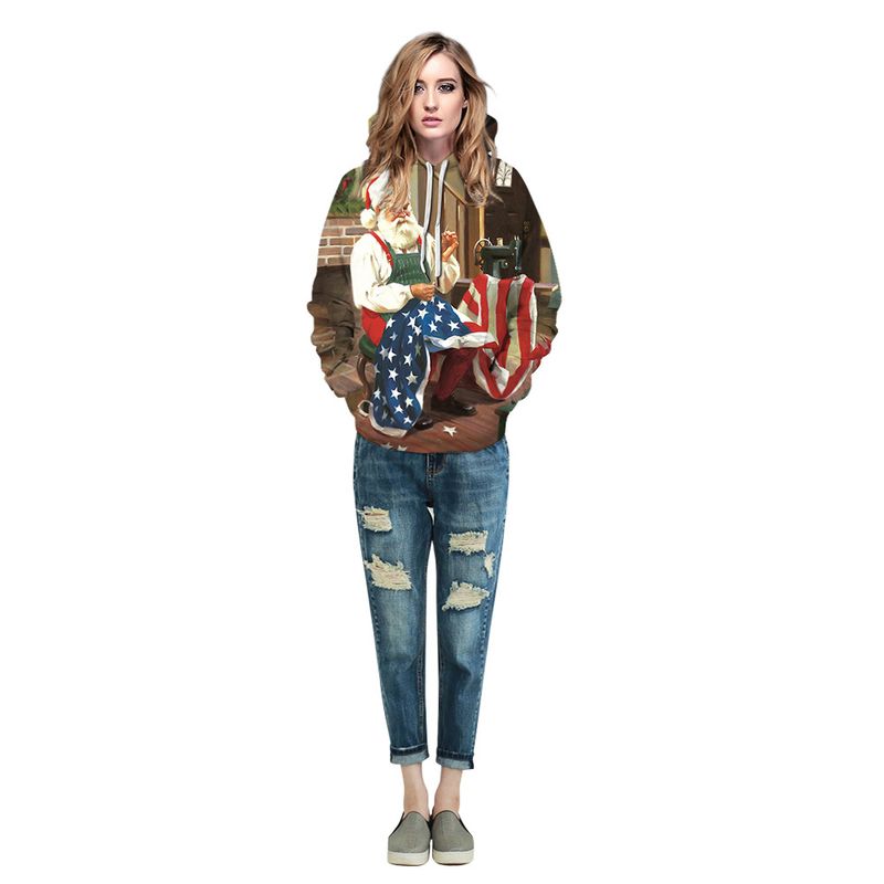 Women's Clothing Grinch digital printing couple wear trendy loose casual hooded sweatshirt_voghion.com