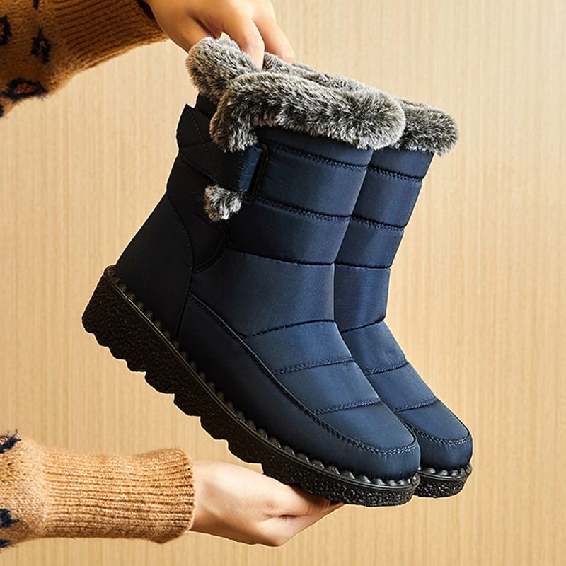 Men's New Snow Hair Collar Waterproof Boots High Top Non-slip Warm Women's Cotton Shoes_voghion.com