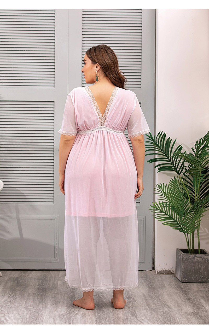 Frauen mesh spitze hause kleidung große größe nachthemd sommer fett mm Französisch kleid_voghion.com
