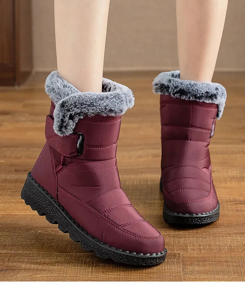 Women Fur For Woman Ankle Winter Botas Mujer Trend Low Heels Snow Boots Platform Shoes Female 240830_voghion.com