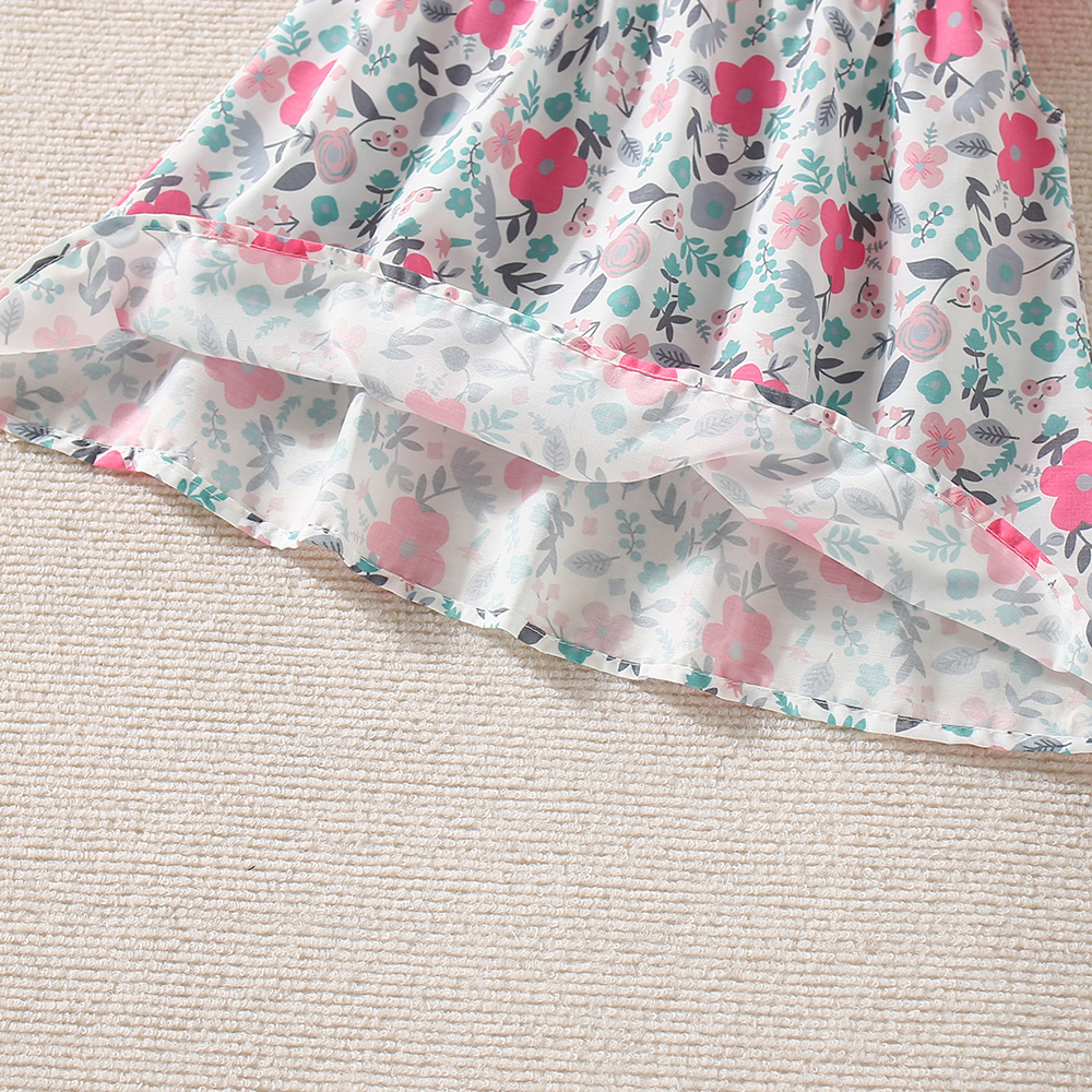 Neugeborenes Mädchen Kleid mit Blumenmuster im Urlaubsstil Kleid für Kinder mit Hut_voghion.com