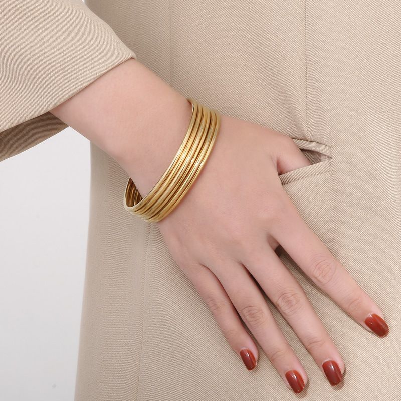 Modeschmuck Temperamt Beliebte Multi Layer Stacking Coil Vergoldet 3mm Plain Ring Titan Stahl Armband Für_voghion.com