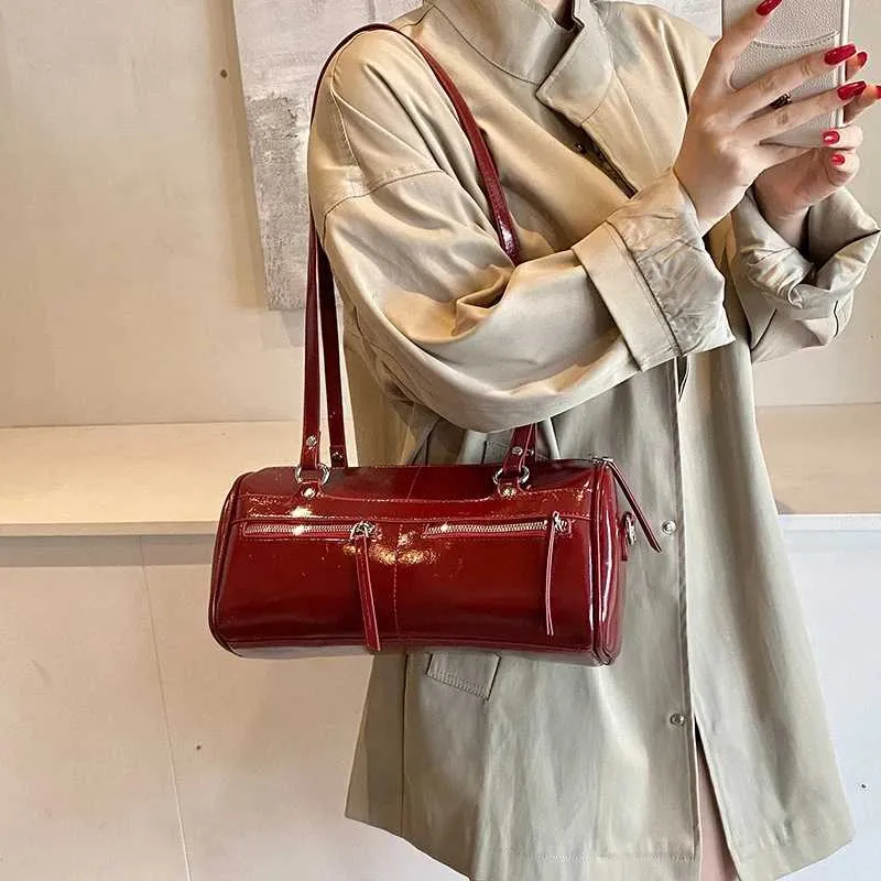 Cylindrical Shoulder Bag Crossbody Handbag For Women Solid Colour_voghion.com