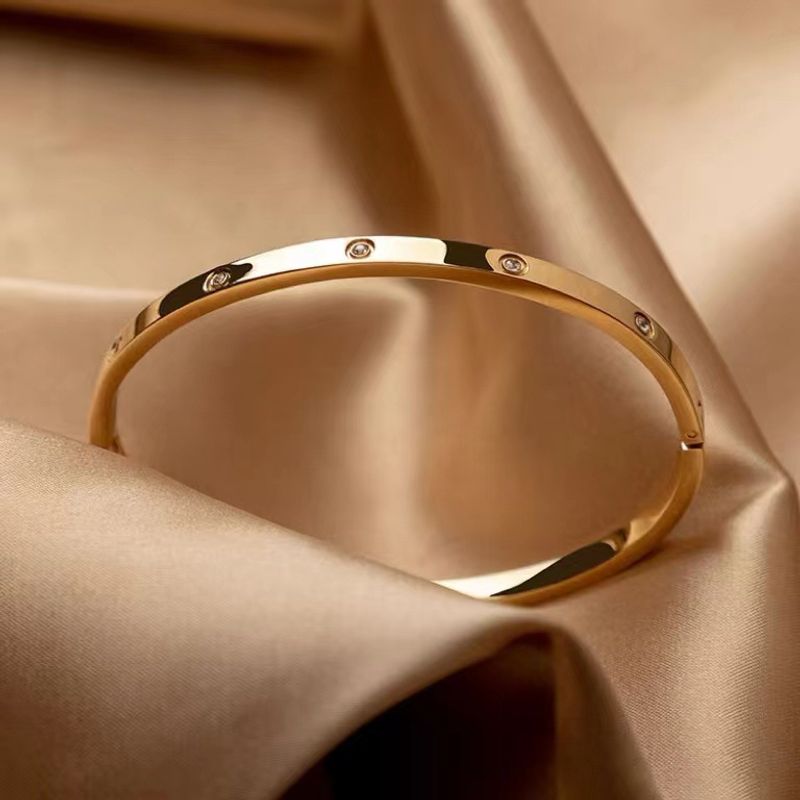 Casual Simple Style Streetwear Geometric 304 Stainless Steel Zircon Bangle In Bulk_voghion.com