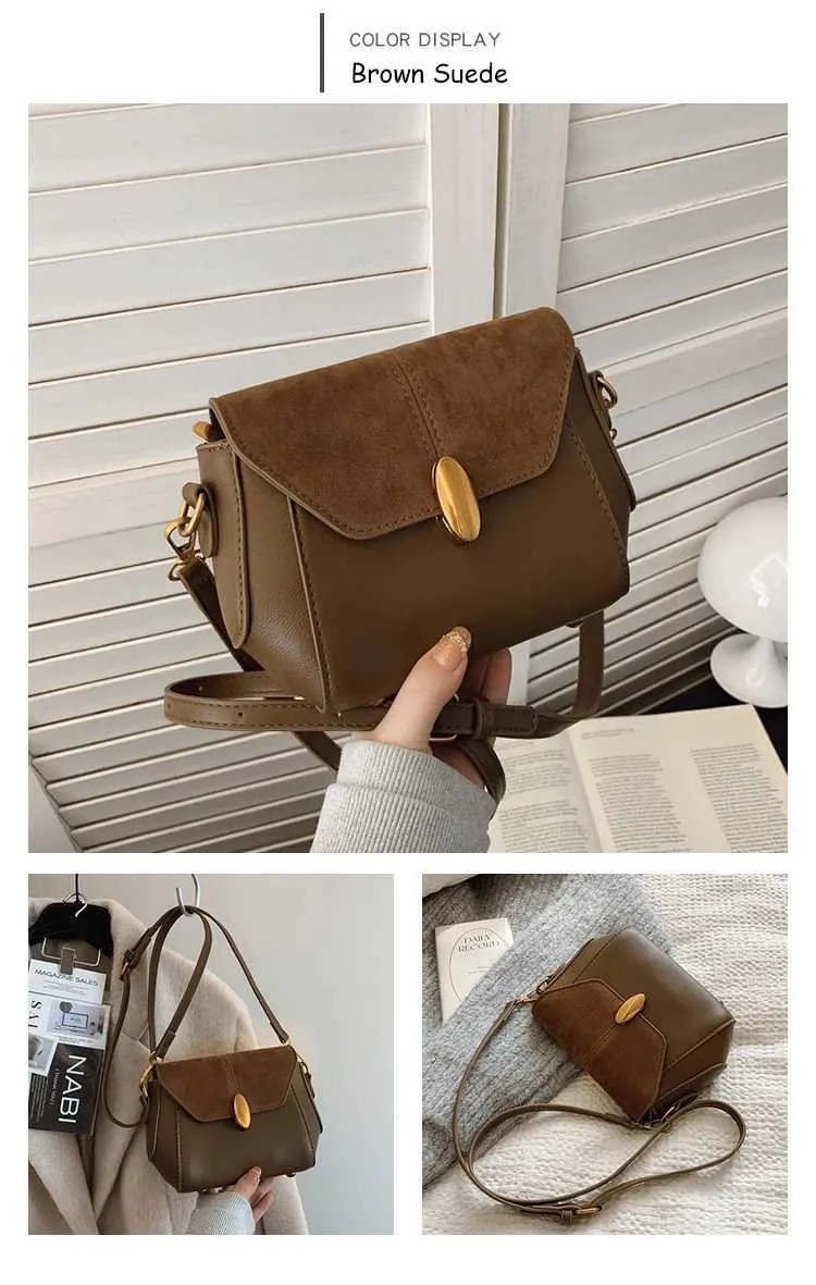 Strukturierte Pu Umhängetasche Patch Wildleder Klappe Eimer Taschen Weibliche Vielseitige Retro Messenger Pack Dame Große Kapazität_voghion.com