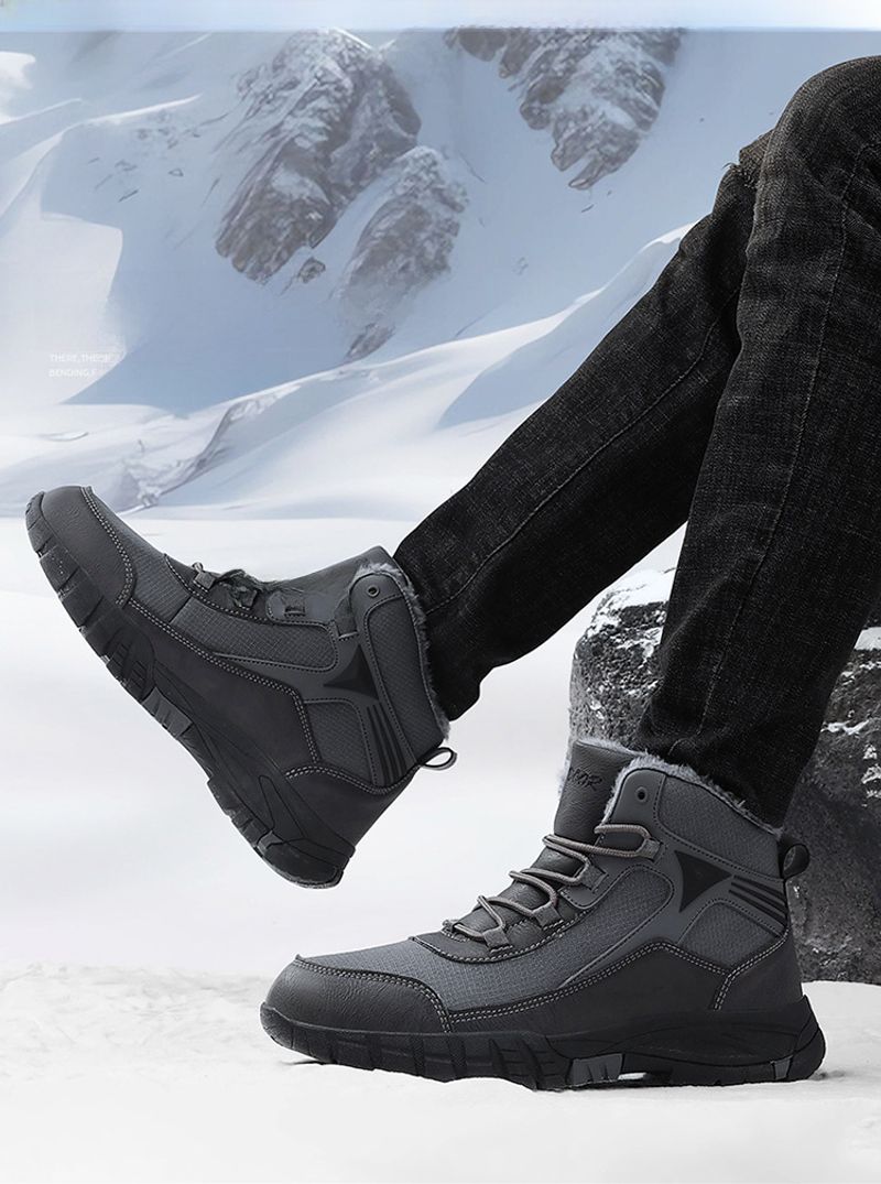 Grensoverschrijdende antislip wandelschoenen in grote maten, sneeuwfleece-verdikte sneaker, waterdicht, koudebestendig, warm, hoog model katoen_voghion.com