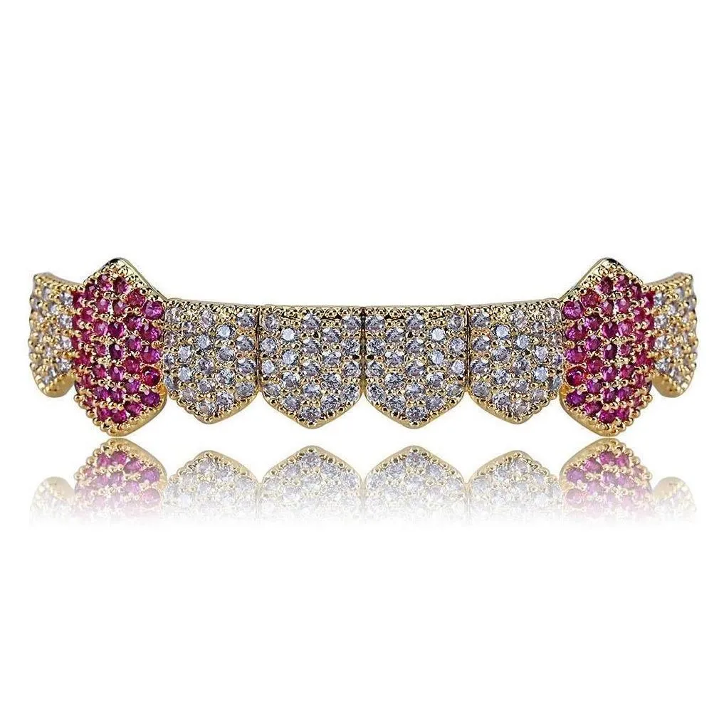 Grillz, Grillz Dentalgrills Goldzahnspangen Punk Hip Hop Mticolor Diamond Custom Bottom Mouth Fang Zahnkappe Va D_voghion.com