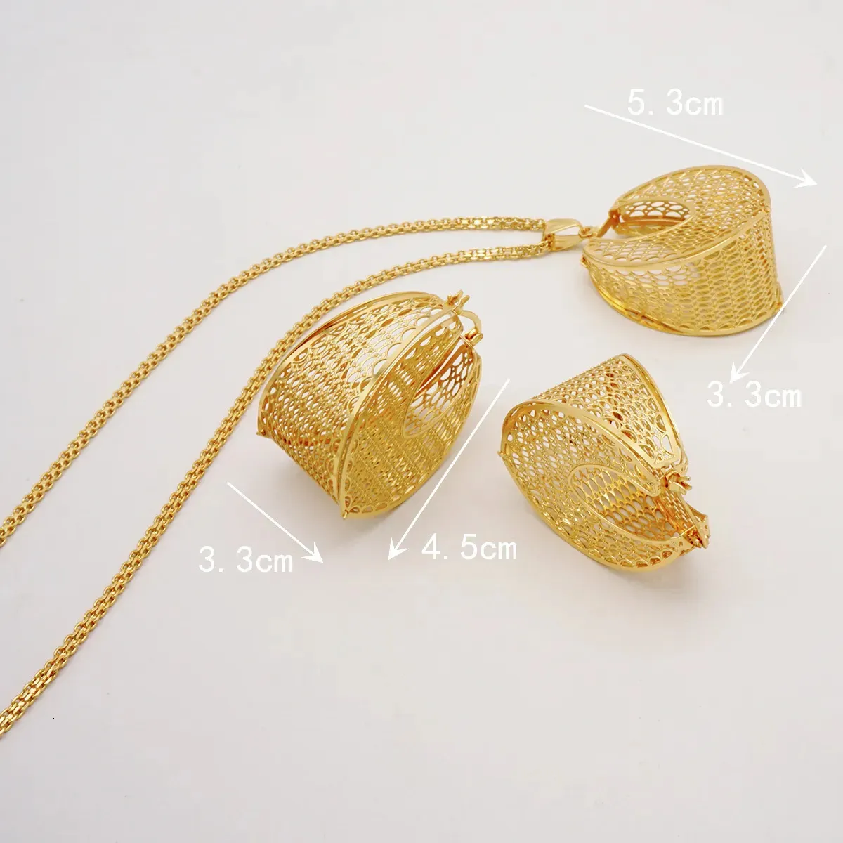 Wedding Jewelry Sets Fashion Dubai Copper Earrings Pendent Necklace For Women Romantic Daily Wear Party Anniversary_voghion.com