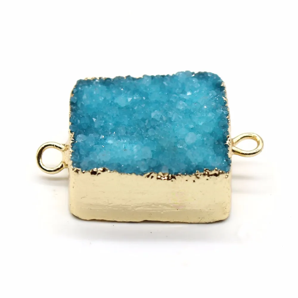 Colliers pendentifs 100-Unique 1 pièce couleur or jaune clair forme irrégulière rectangle cristal teint plusieurs couleurs double_voghion.com