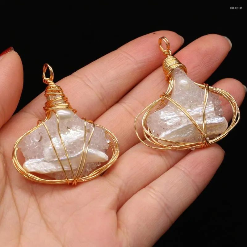 Kolye Kolye Doğal Taş Druzy Kolye Reiki Heal Altın Renkli Tel Sarma Tatlı Su İncileri Takı Yapımı İçin_voghion.com