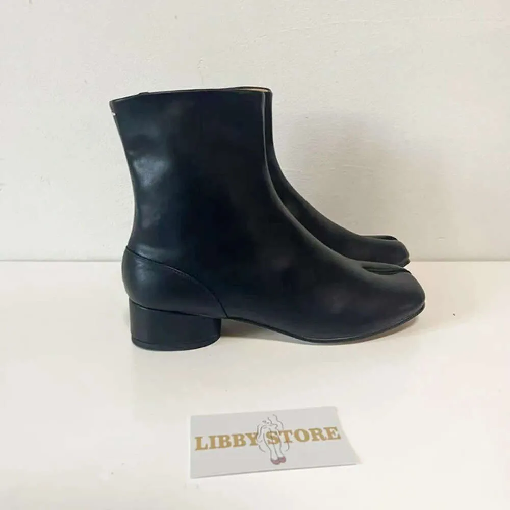 2024 marke Design Tabi Split Toe Chunky High Heel Stiefel Leder atos Mode Herbst Frauen Schuhe Botas Mujer_voghion.com