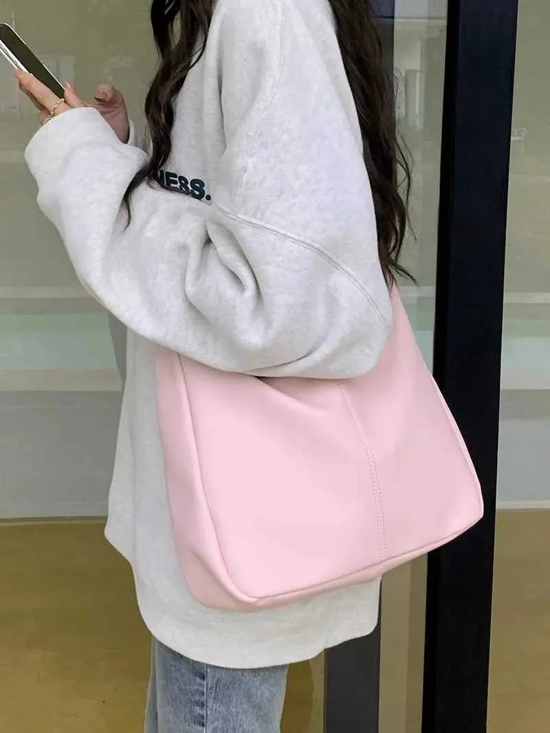 Dolce borsa a tracolla coreana alla moda per studentesse, semplice, di colore bianco, carina, ad alta capacità, libro C241210_voghion.com