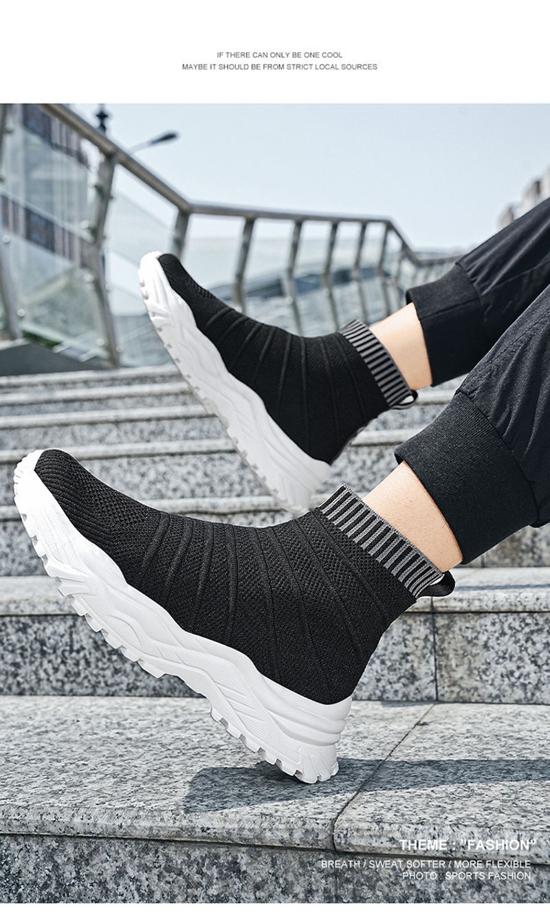 Jauni augstas klases vīriešu sporta brīvā laika pavadīšanas apavi, elpojoši skriešanas apavi no auduma, lielizmēra zeķes un apavi pāriem_voghion.com