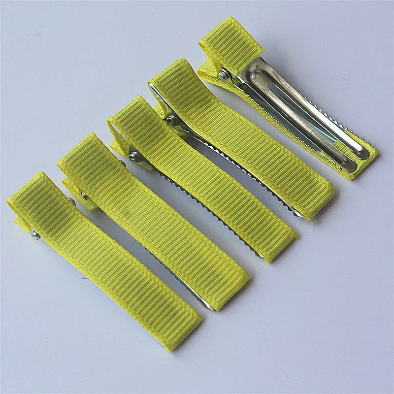 300pcs 5cm Grosgrain Ribbon Lined Alligator Hairpins for Princess Girls Ponytail Clips Children Metal Hair Barrettes_voghion.com