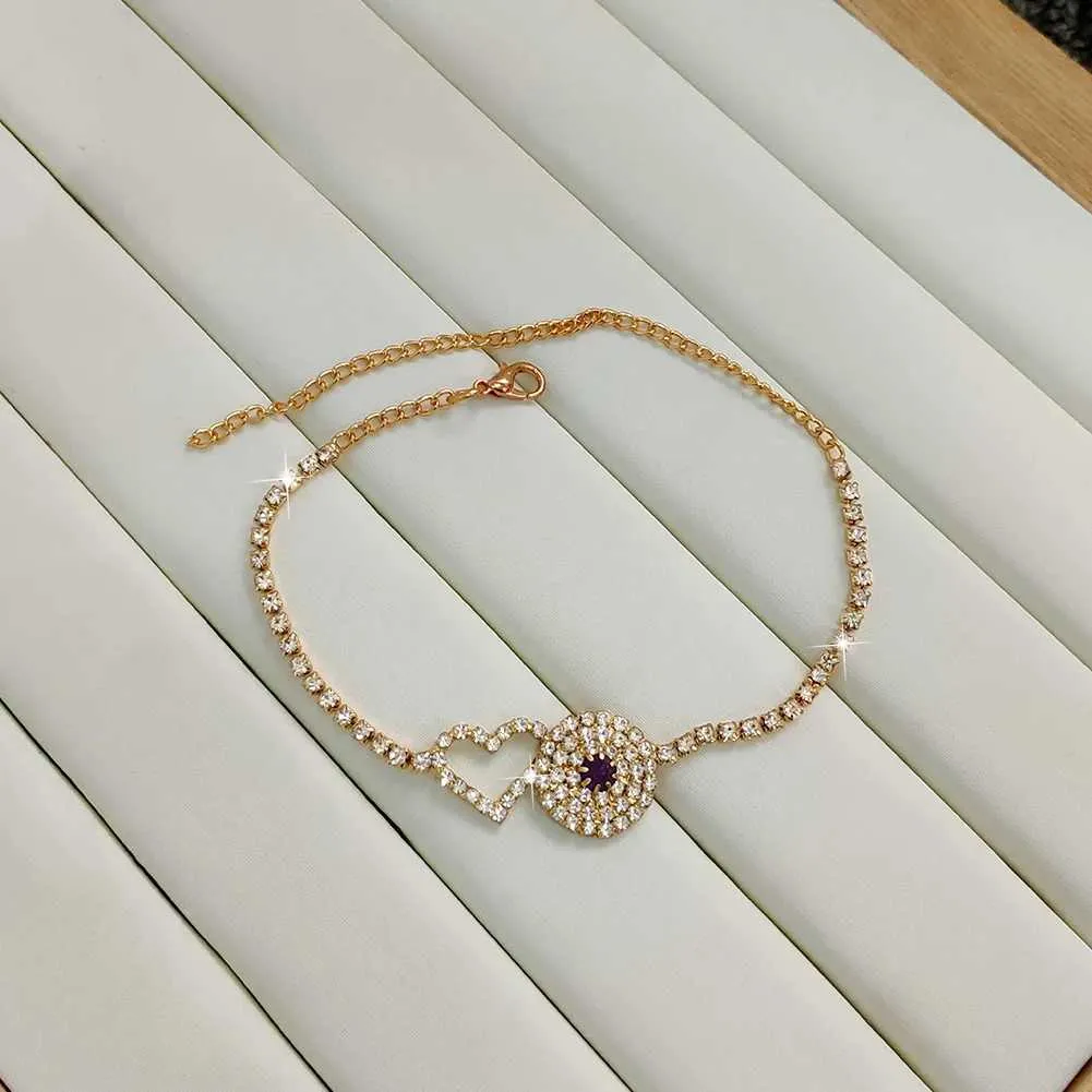 Enkelbandjes Flatfoosie Fashion Evil Eye Crystal Ketting Dames Goud Sier Water Diamant Tennis Enkelband Blotevoetenketting_voghion.com